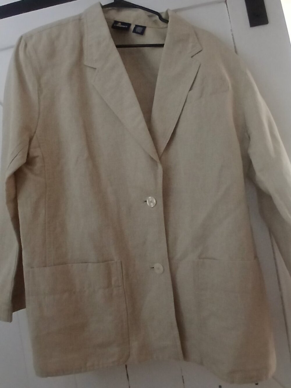 Liz Sport Beige Linen Jacket Size M